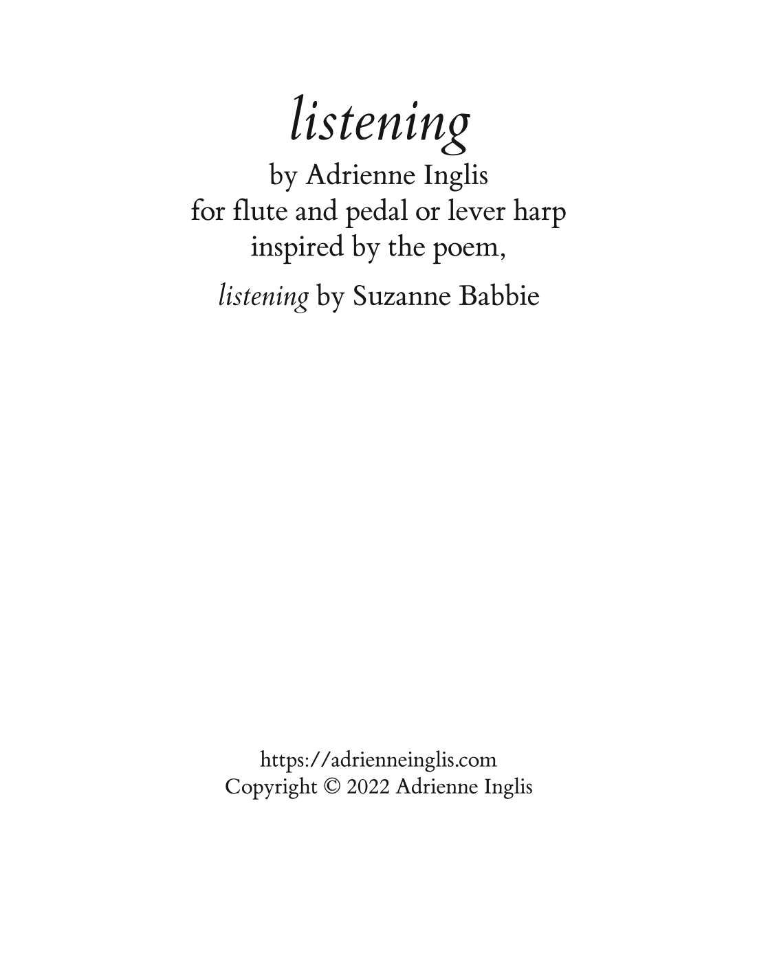 listening for flute and lever or pedal harp