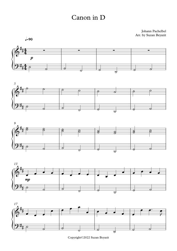 Canon in D (Pachelbel's Canon) (arr. Suzan Beyazit)