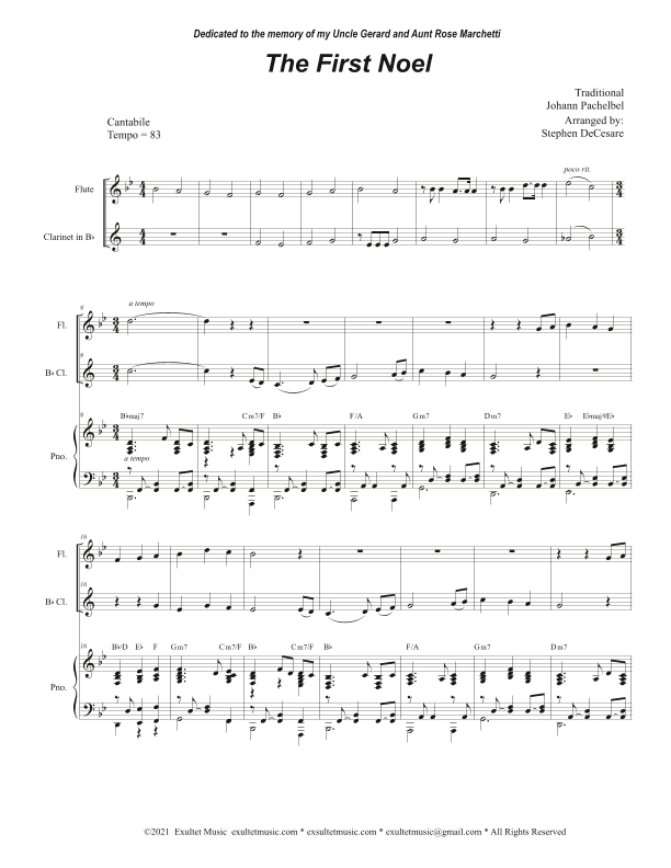 The First Noel (Duet for Flute and Bb-Clarinet) (arr. Stephen DeCesare)