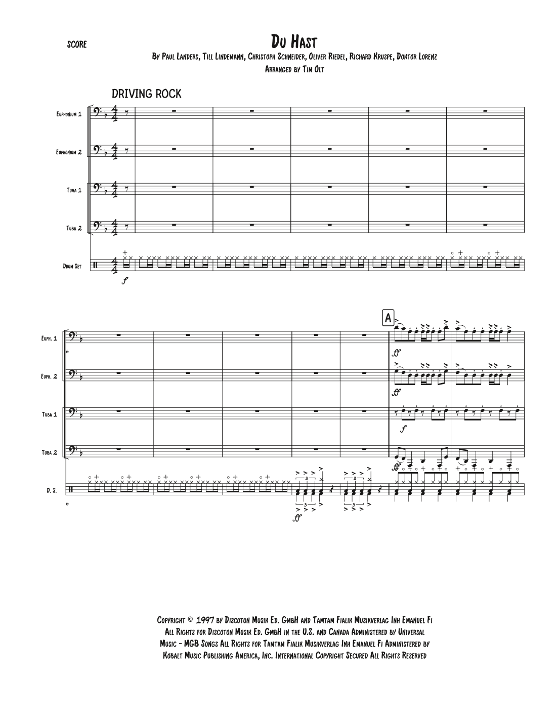Du Hast (arr. Tim Olt)