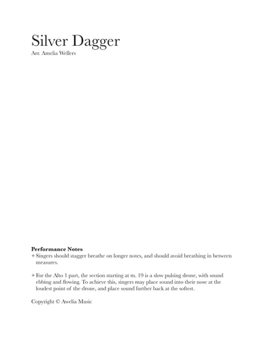 Silver Dagger (arr. Amelia Wellers)