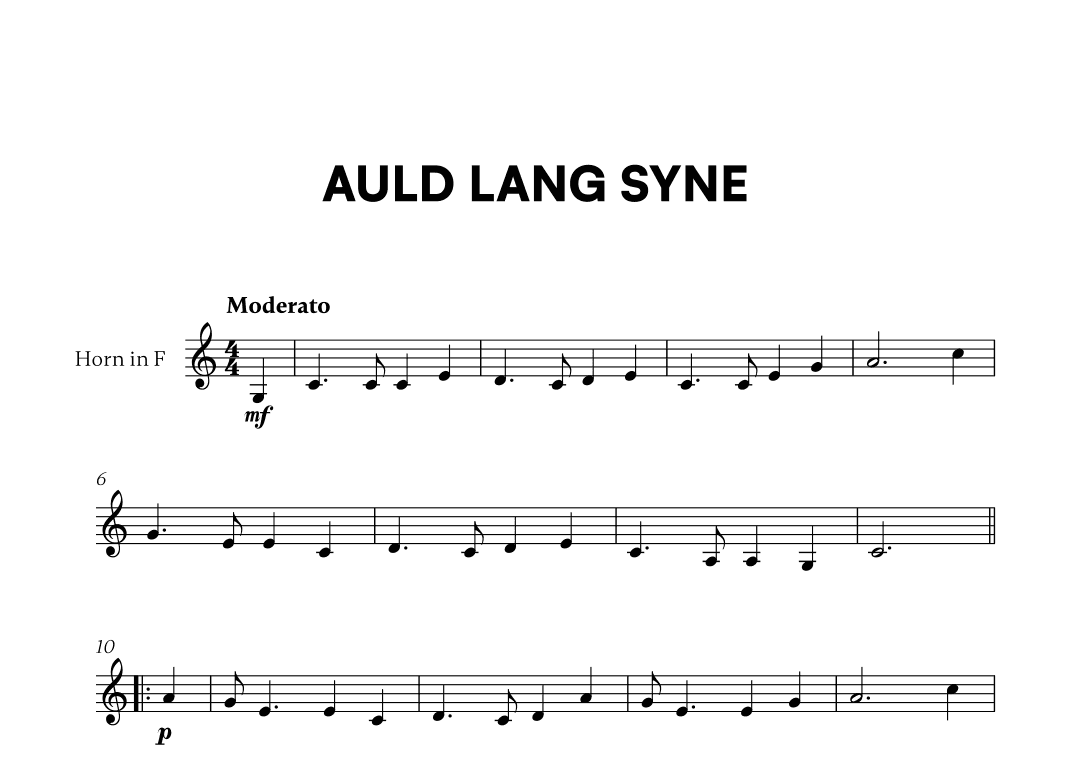 Traditional - Auld Lang Syne for French Horn Solo (arr. Cadenza Editions)