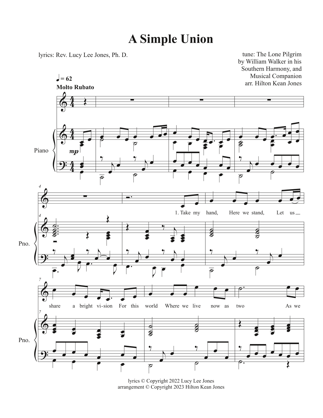 A Simple Union (piano/vocal) (arr. Hilton Kean Jones)