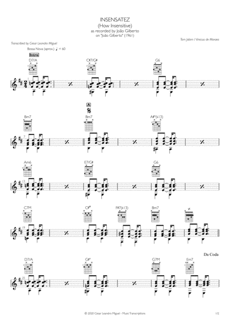 How Insensitive (insensatez) (arr. João Gilberto)