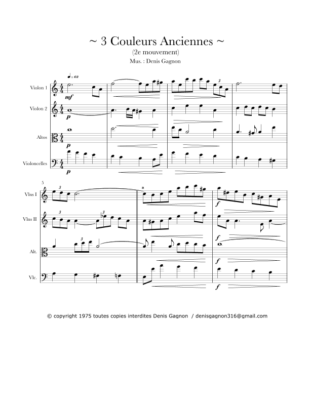 3 Couleurs anciennes pour quatuor à cordes (2e Mouvement)