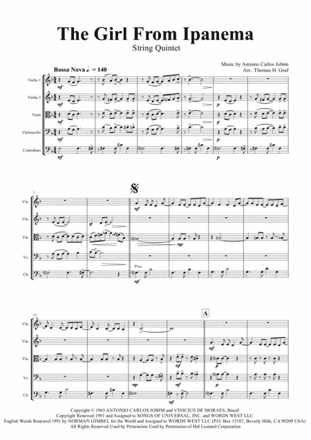 The Girl From Ipanema (Garota De Ipanema) (arr. Thomas H. Graf)