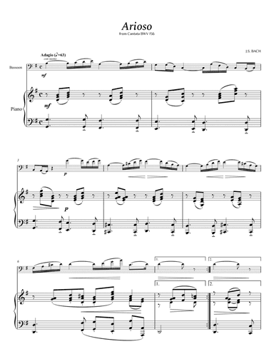 Bach - Arioso (from Cantata BWV 156) for Bassoon and Piano (arr. Cássio Silva Chaves)