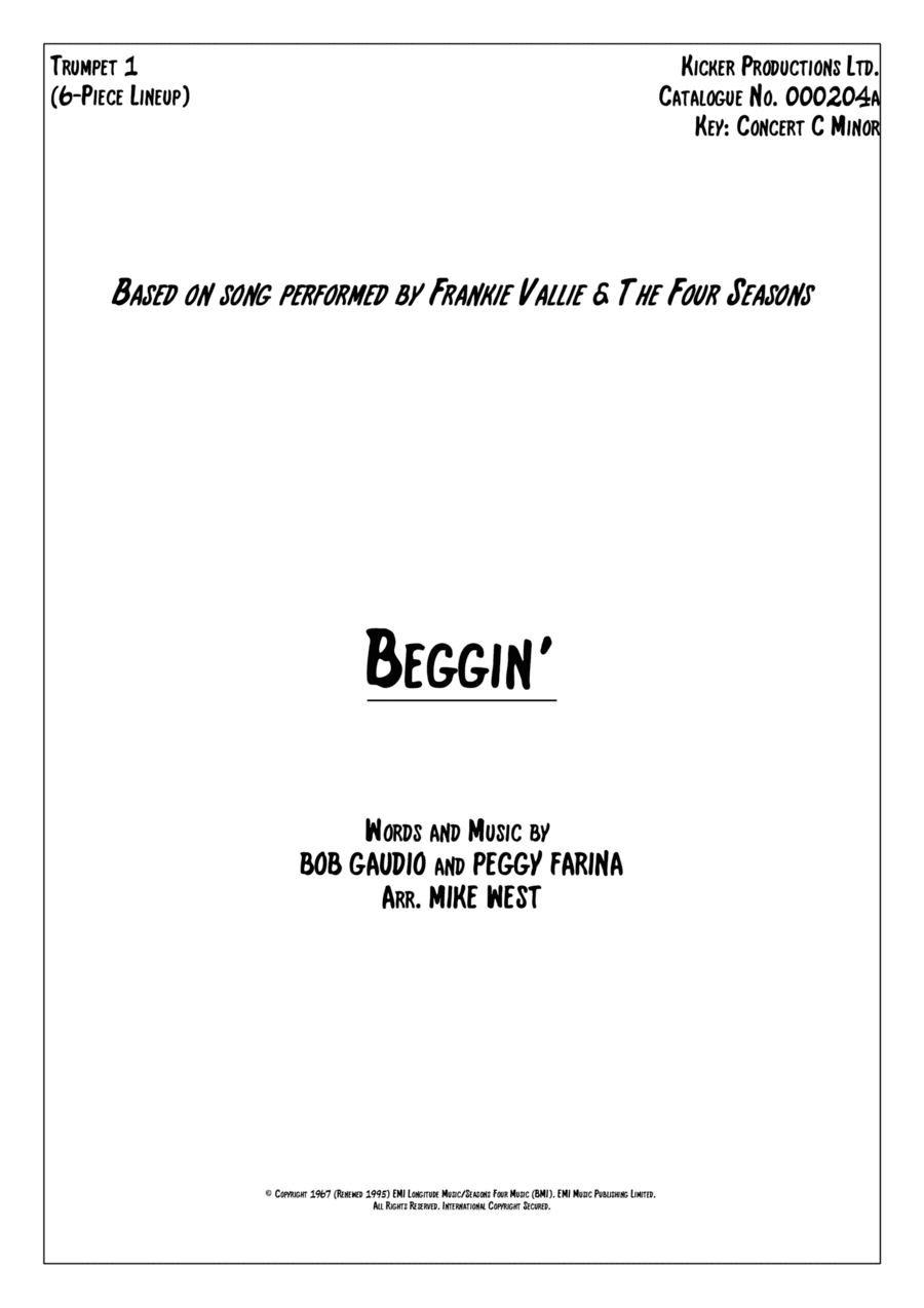 Beggin' (arr. Mike West)