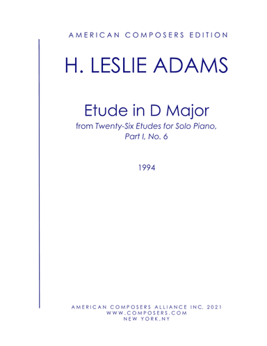 [Adams] Etude in D Major (Part I, No. 6)