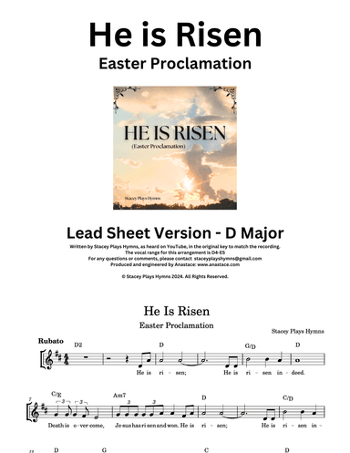 He Is Risen (Easter Proclamation) [Lead Sheet D Major]