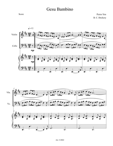 Gesu Bambino (Violin and Cello Duet with Piano Accompaniment) (arr. B. C. Dockery)