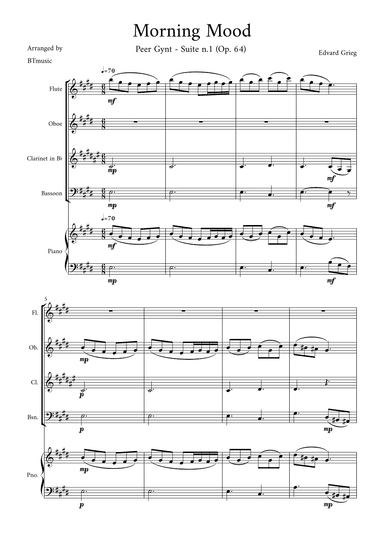 Morning Mood (Peer Gynt Suite N.1, Op 46) (arr. BTmusic)
