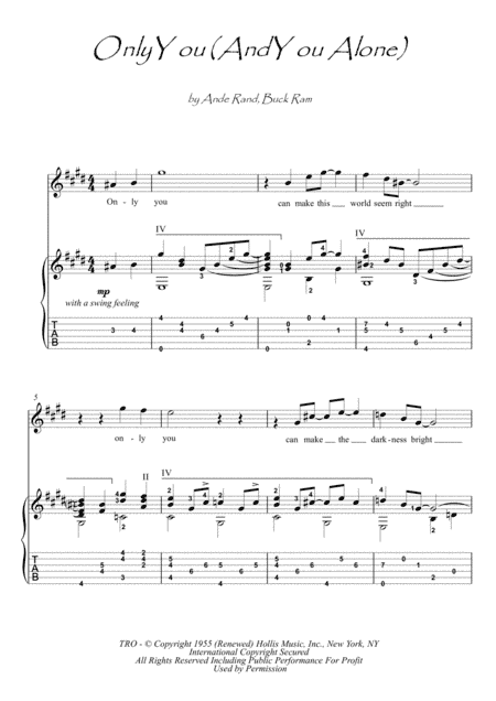 Only You (and You Alone) (arr. PianoSheetNow)