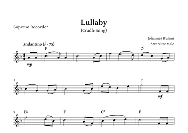 Brahms Lullaby - Soprano Recorder (solo) (arr. Vitor Melo)