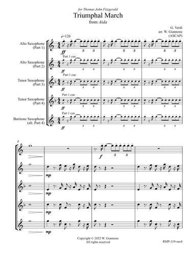 Verdi - Triumphal March (from Aida for Sax Quartet) (arr. William Giannone)