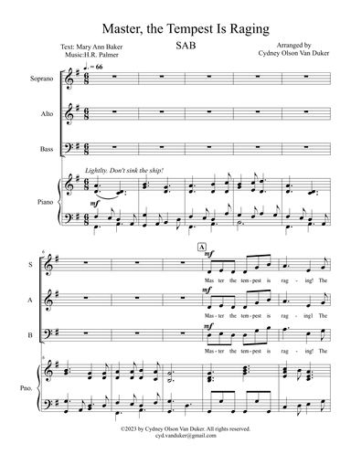 Master, the Tempest is Raging! (arr. Cydney Olson Van Duker)