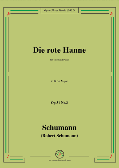 Schumann-Die rote Hanne,Op.31 No.3,in G flar Major (arr. OSM Press)