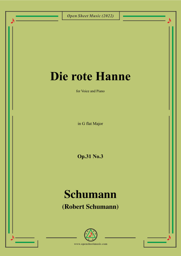 Schumann-Die rote Hanne,Op.31 No.3,in G flar Major (arr. OSM Press)