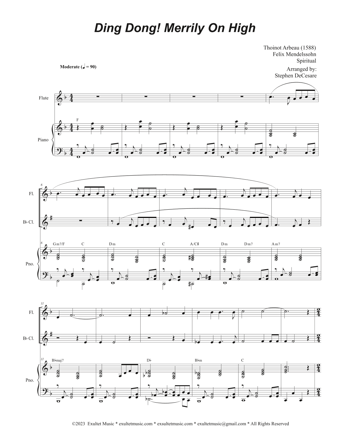Ding Dong! Merrily On High (Duet for Flute and Bb-Clarinet) (arr. Stephen DeCesare)