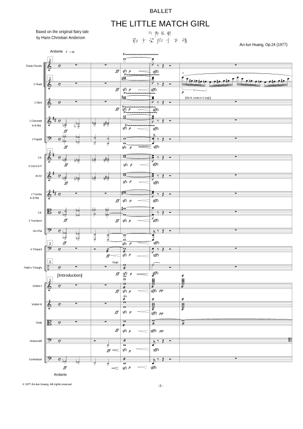Ballet,  "THE LITTLE MATCH GIRL", Op.24, (1977) - (score) - Score Only