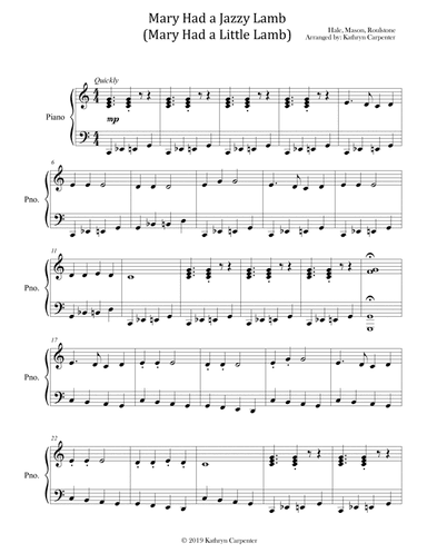 Mary Had a Jazzy Lamb (Mary Had a Little Lamb) (arr. Kathryn Carpenter)