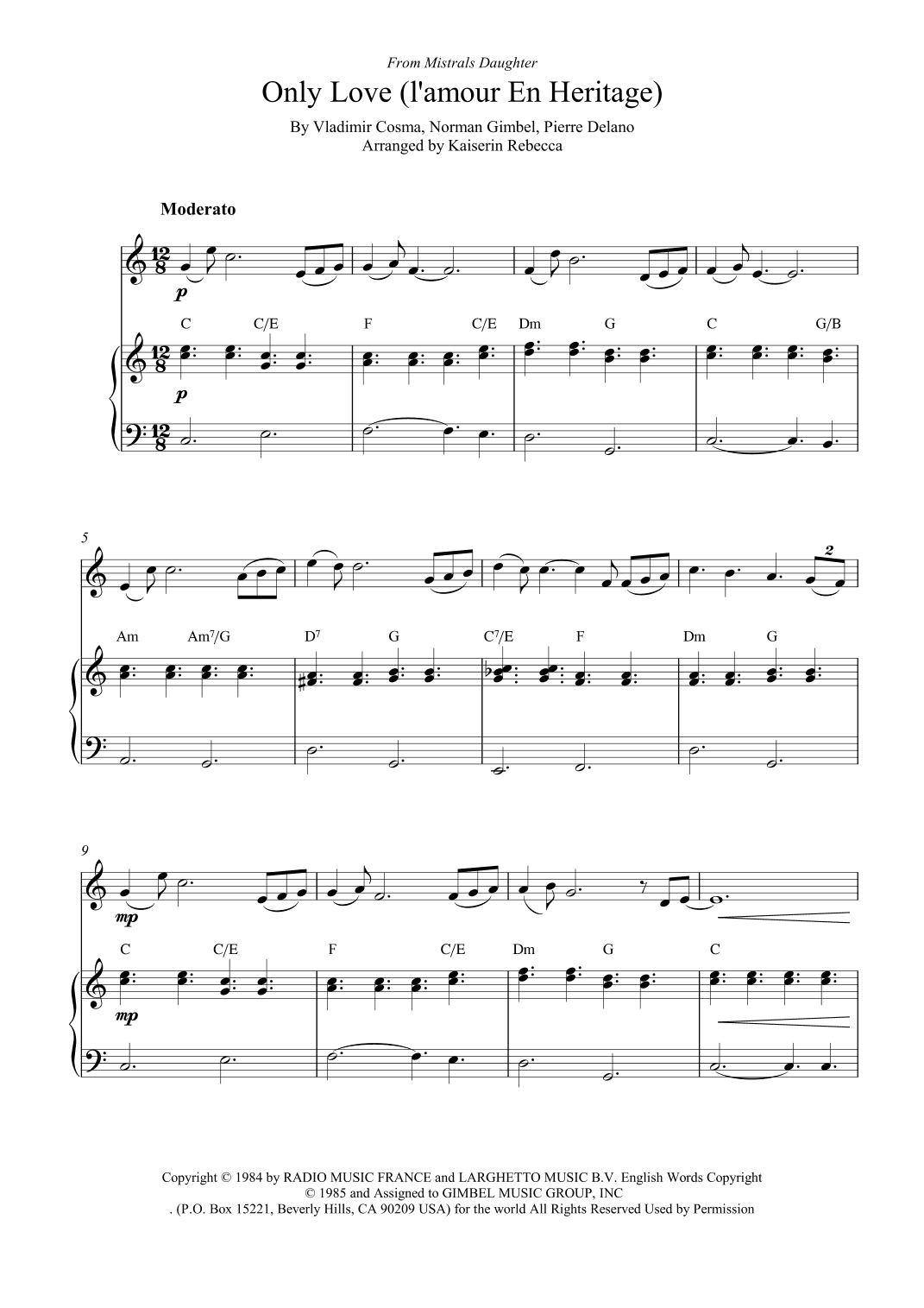Only Love (l'amour En Heritage) (arr. Kaiserin Rebecca)