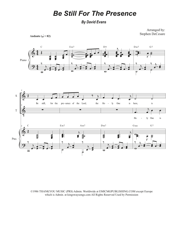 Be Still For The Presence (arr. Stephen DeCesare)