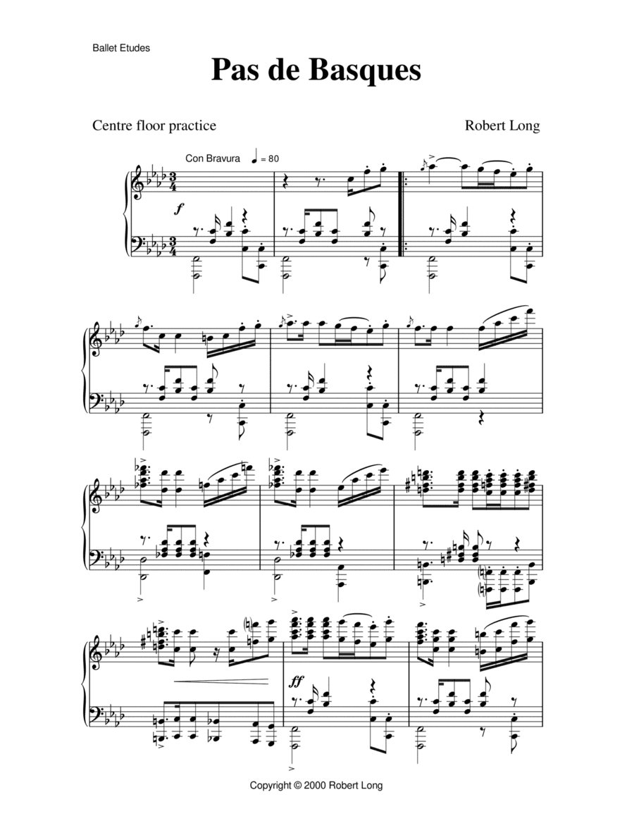 Pas de basques piano sheet music