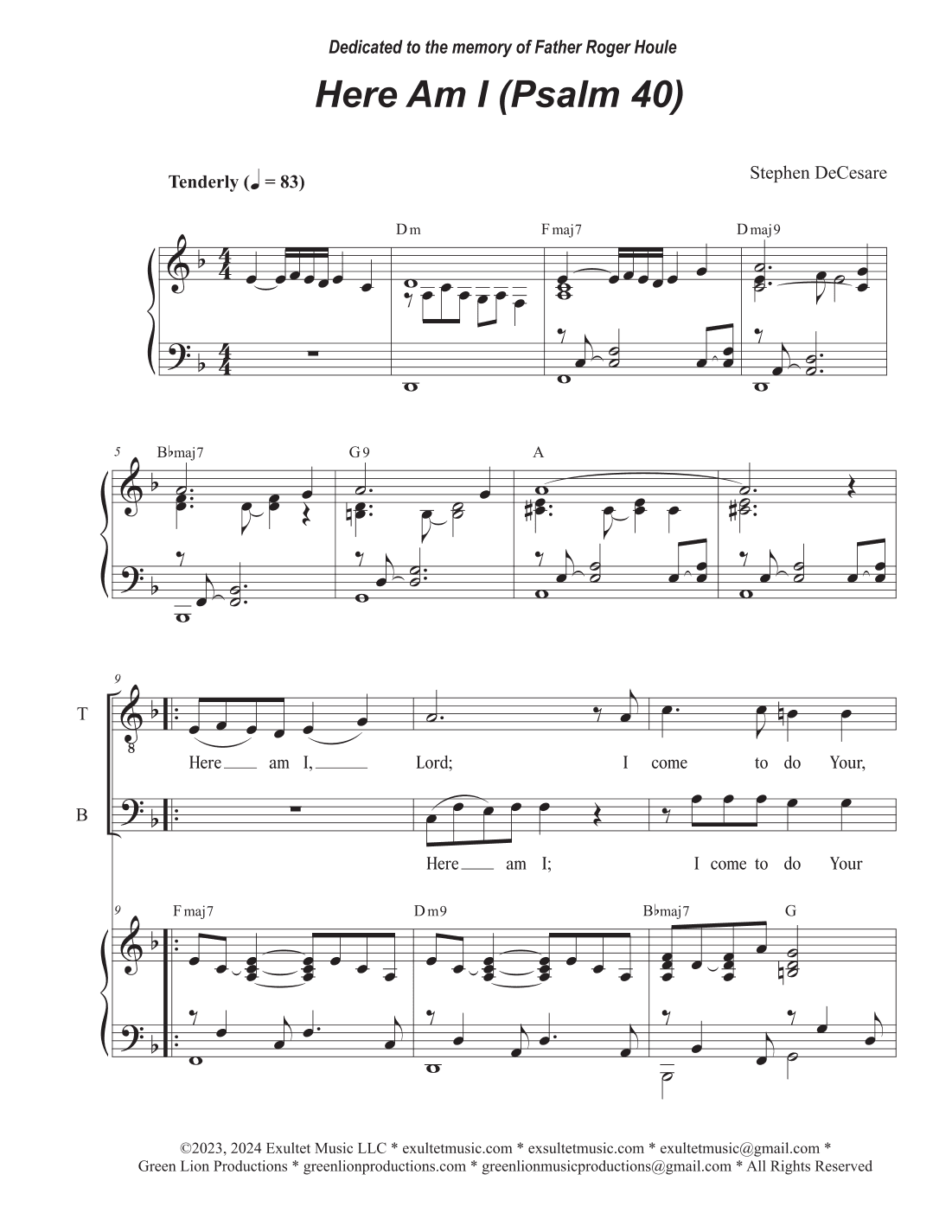 Here Am I (Psalm 40) (2-part choir - (TB)