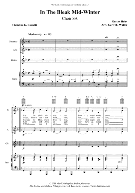 In The Bleak Mid-Winter (arr. Gert Th. Walter)