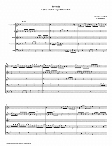 Prelude 02 from Well-Tempered Clavier, Book 2 (Brass Quintet) (arr. Richard Byrnes)