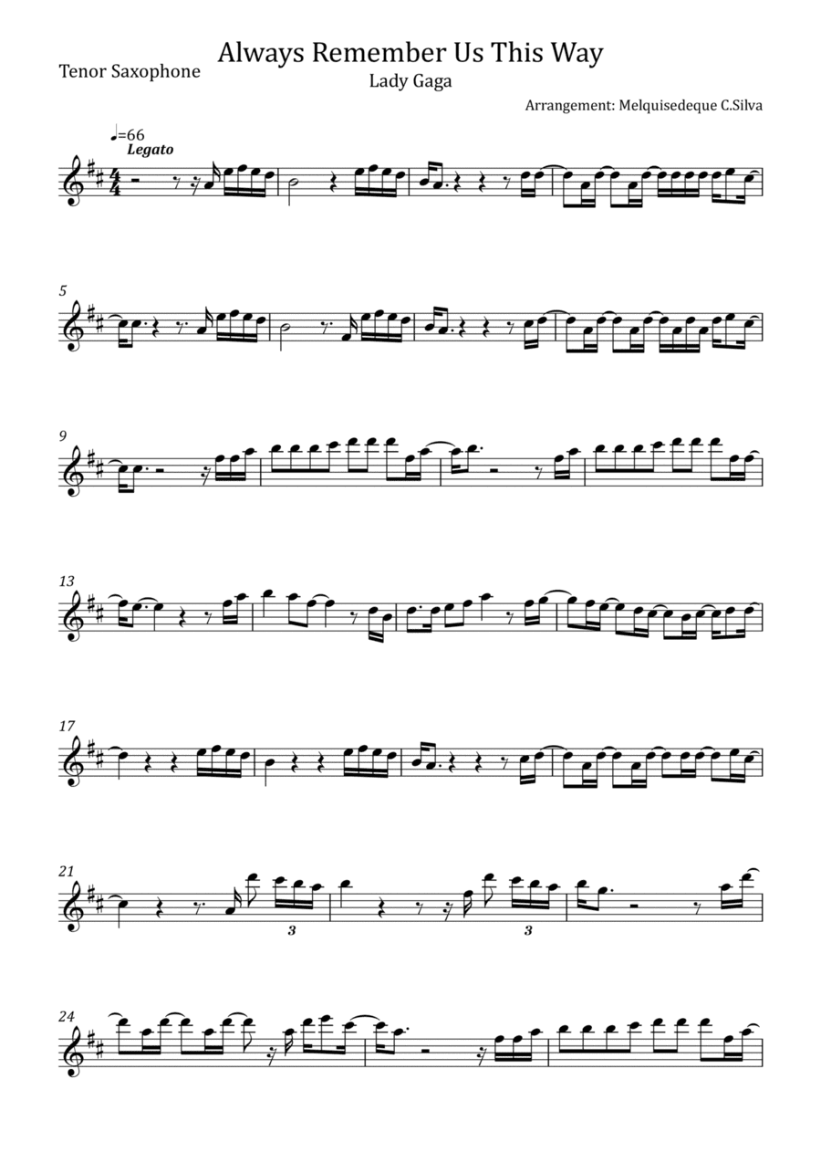 Always Remember Us This Way (arr. Melquisedeque C.Silva)