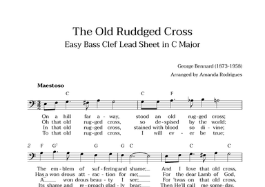 The Old Rugged Cross in C Major - Easy Bass Clef Lead Sheet (arr. Amanda Cerqueira Rodrigues)