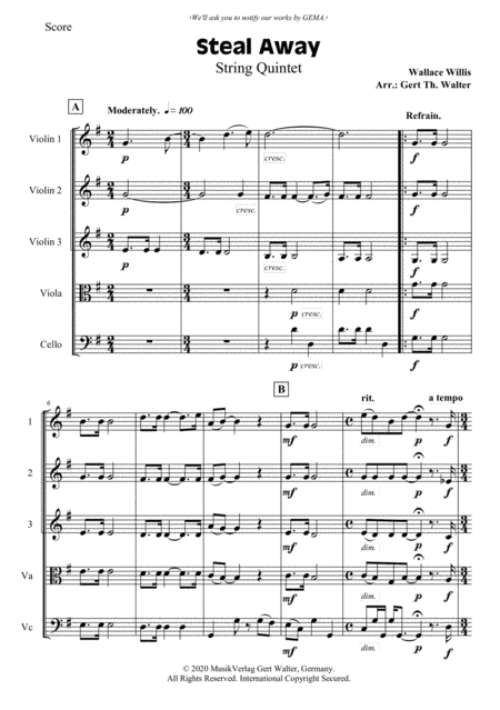Steal Away (arr. Gert Th. Walter)