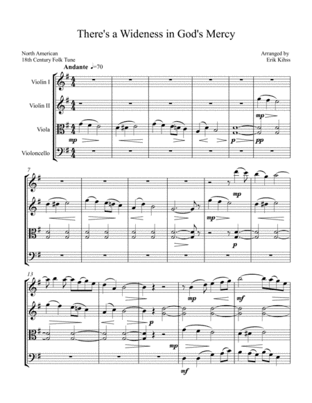There's a Wideness in God's Mercy - String Quartet arrangement by Erik Kihss (arr. Erik Kihss)