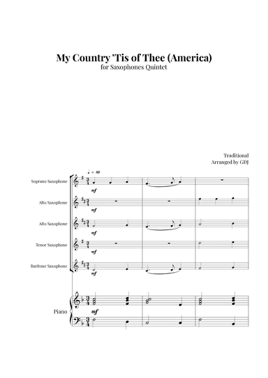 My Country 'Tis of Thee (America) (arr. GDJ)