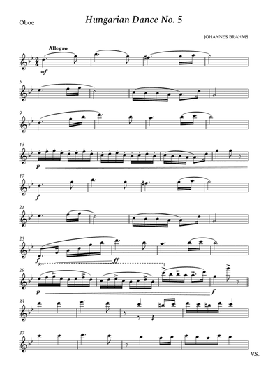 Hungarian Dance No. 5 for Oboe (arr. Cássio Silva Chaves)