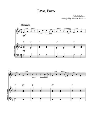 Pavo, Pavo (arr. Kaiserin Rebecca)