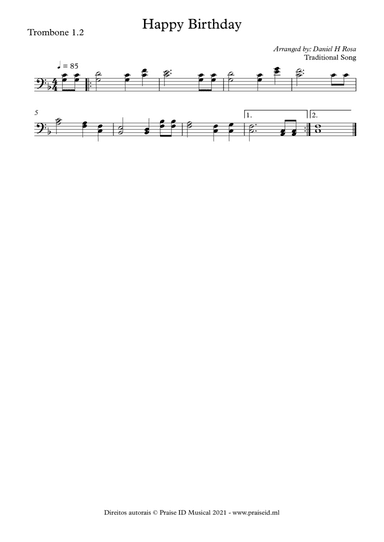 Happy Birthday to you Trombone duet (arr. Daniel H Rosa)