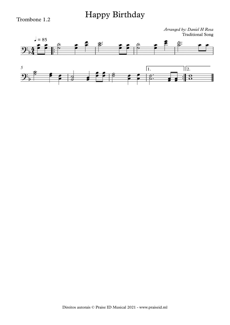 Happy Birthday to you Trombone duet (arr. Daniel H Rosa)