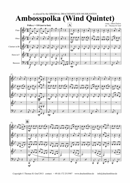 Amboss-Polka - German Polka - Oktoberfest - Wind Quintet (arr. Thomas H. Graf)
