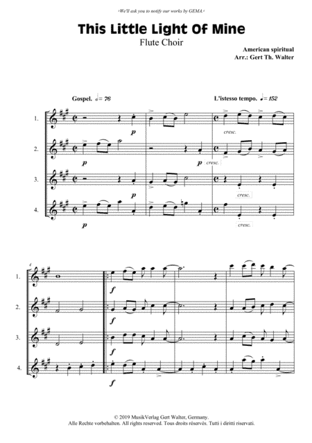This Little Light Of Mine (arr. Gert Th. Walter)
