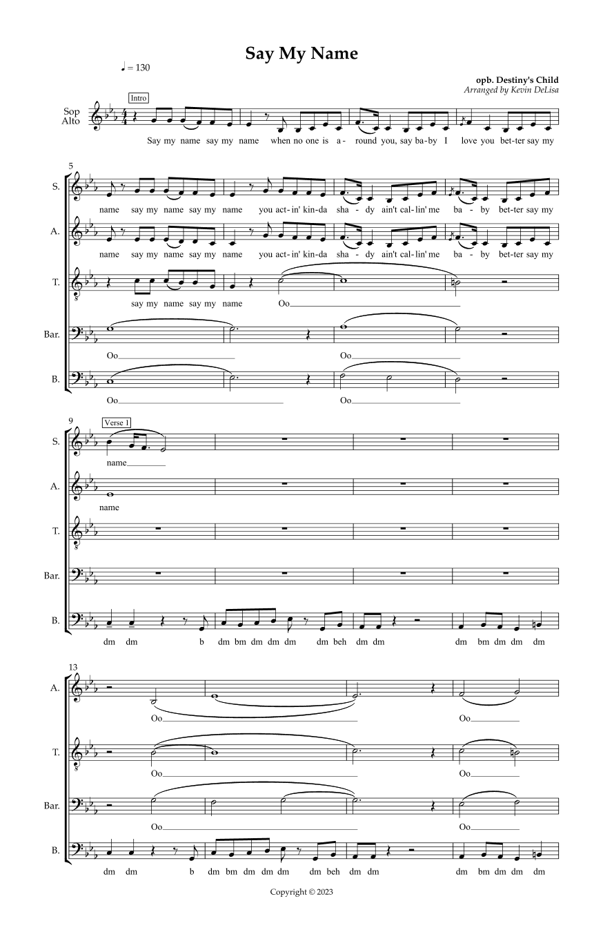 Say My Name (arr. Kevin DeLisa)