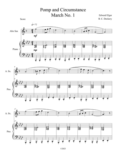 Pomp and Circumstance (Alto Sax Solo with Piano Accompaniment) (arr. B. C. Dockery)