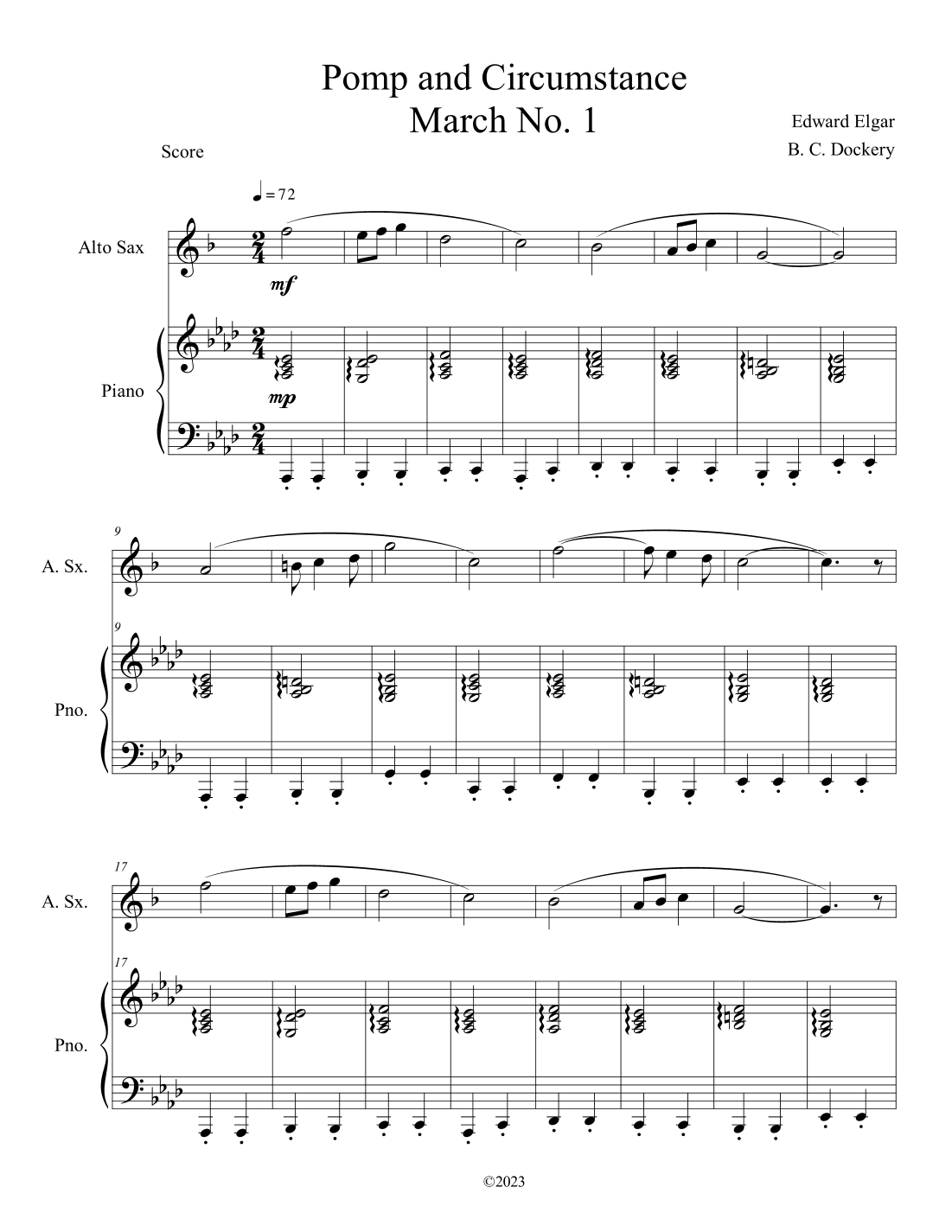 Pomp and Circumstance (Alto Sax Solo with Piano Accompaniment) (arr. B. C. Dockery)