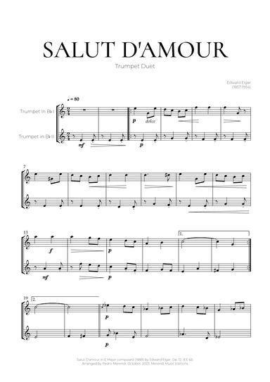 Salut D’amour (Trumpet Duet) - Edward Elgar (arr. Pedro Merendi)