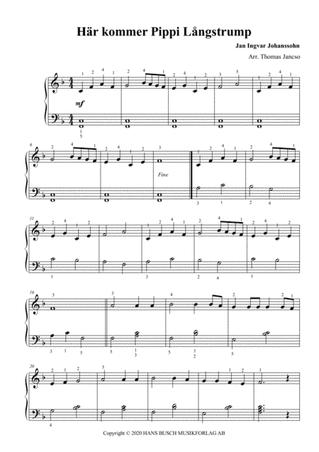 Har Kommer Pippi Langstrump (arr. Thomas Jancso)