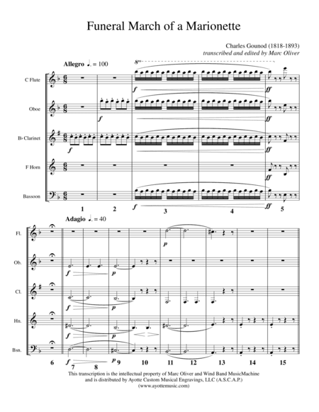 Funeral March of a Marionette, transcribed for Woodwind Quintet (arr. Marc Oliver)