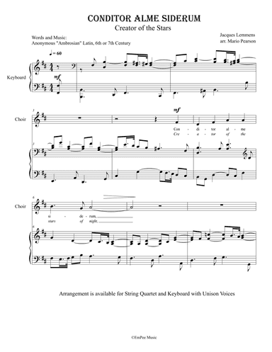 CONDITOR ALME SIDERUM - Creator of the Stars of night. (arr. arr. Mario Pearson)