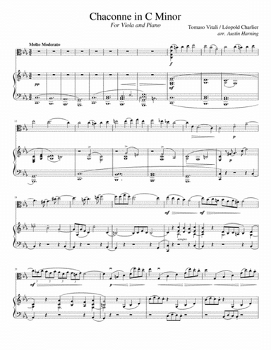 Vitali's Chaconne in C Minor, for Viola & Accompaniment (arr. Austin Harning)